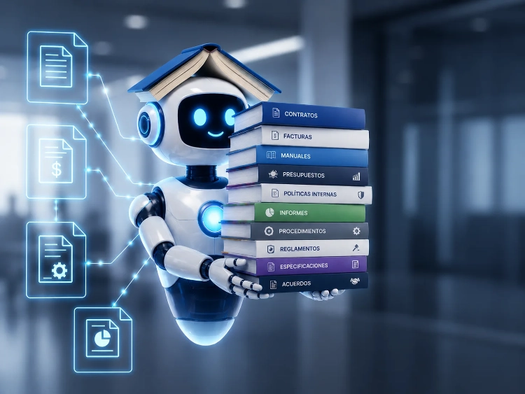 Asistente de inteligencia artificial gestionando documentación empresarial